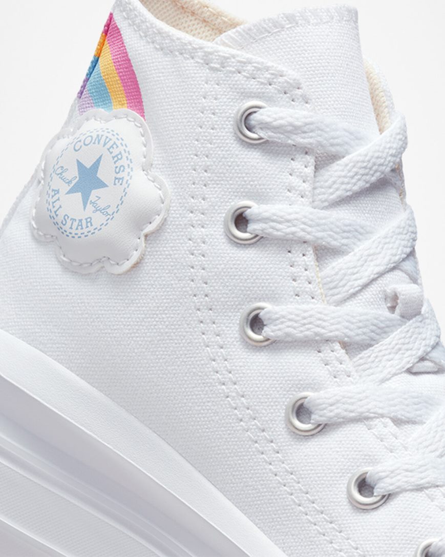 Dívčí Boty Na Platformy Converse Chuck Taylor All Star Move Rainbow Cloud Vysoké Bílé Blankyt Růžové | CZ TSIW20